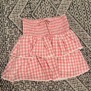 NWT ASOS Pink Gingham Ruffle Skirt